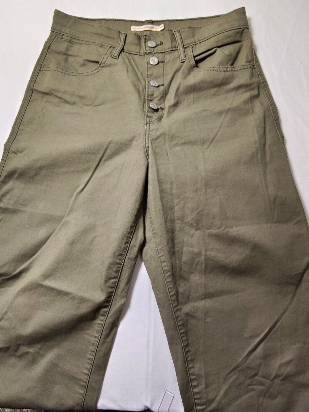 Levi's Mile High Cropped Wide Leg Pants Green Button Fly 30 / US Women's 10
